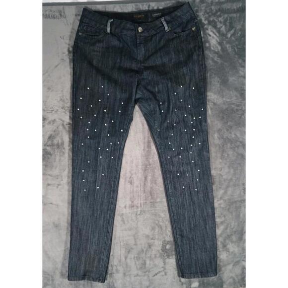 Rocawear Hannah Skinny Leg Denim Jeans Women's 16 Blue Cotton Blend Embellished - Picture 1 of 4